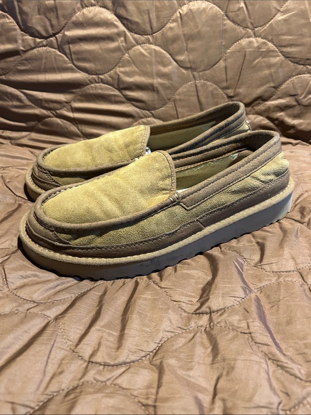 UGG Women's Suede Slip-On Loafers in Tan and Brown